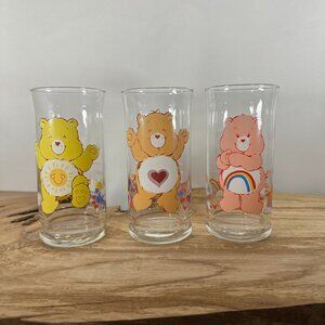 Care Bears - Vintage 1983 Libbey Glass - Pizza Hut Collector's Series - Set of 3